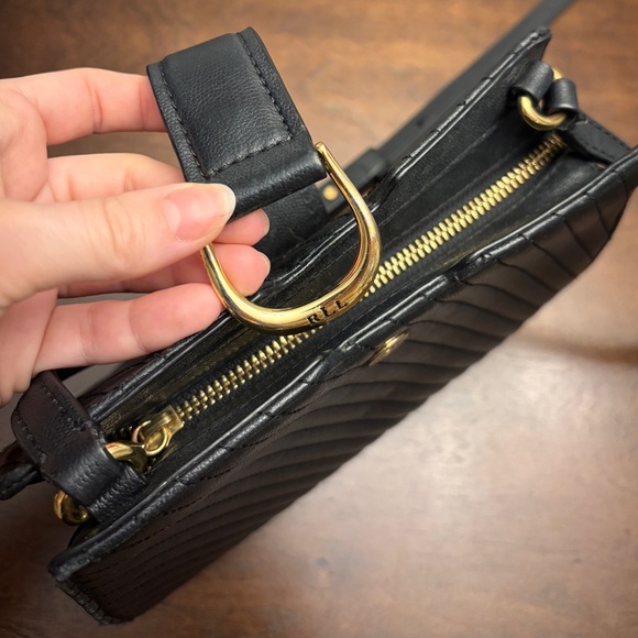 Ralph Lauren Black Leather Quilted Crossbody Bag - Picture 6 of 9
